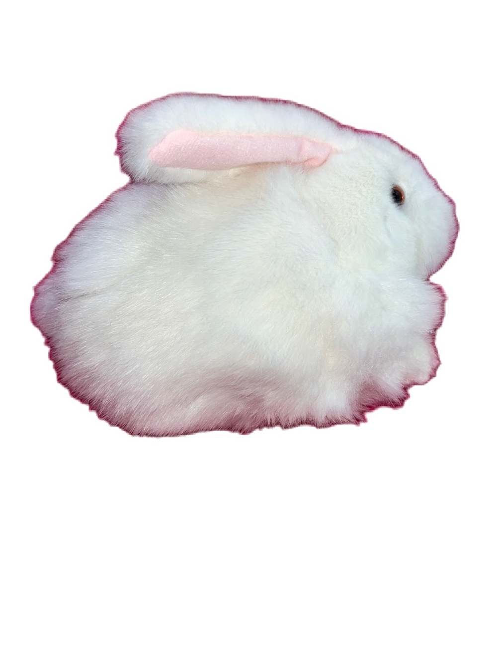 Ty Nibbles White Plush Bunny Small Pet Toy with Pink Ear